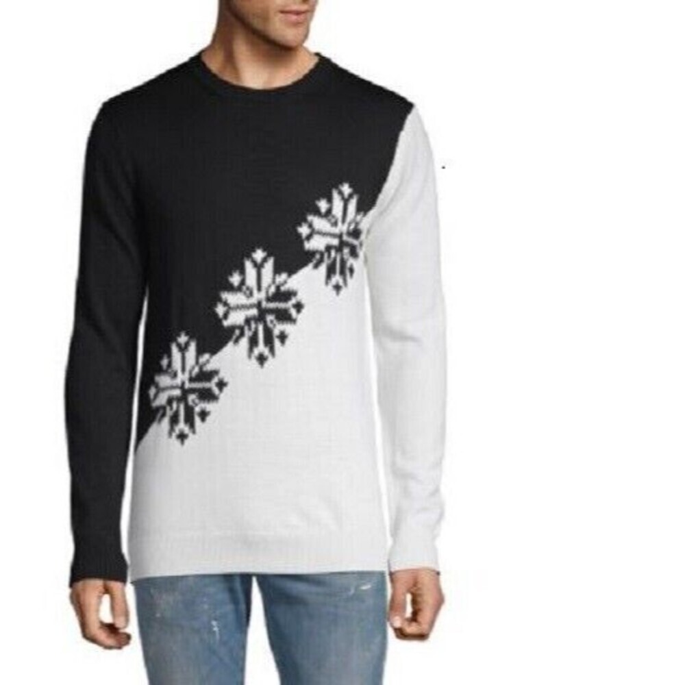 NWT $175 Scotch & Soda Wool Sweater Large Colorblock Snowflake Intarsia